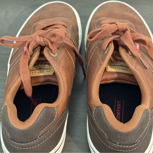 Levis Strauss Men's Brown Leather Casual Sneakers Size 9 - Picture 4 of 8